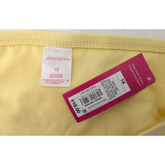 Juniors Plus Size Ribbed Cheeky Hipster Bikini Bottom Lt Yellow 1X - Picture 6 of 7